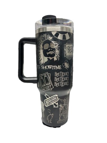 Beetlejuice Engraved 40 oz Tumbler with Handle