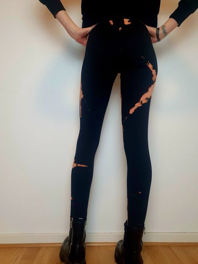 Leggings with alternative batik pattern, bleached, punk, gothic, festival leggings