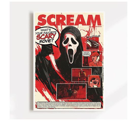 1996 Scream Movie Poster Print, Horror Movie Poster