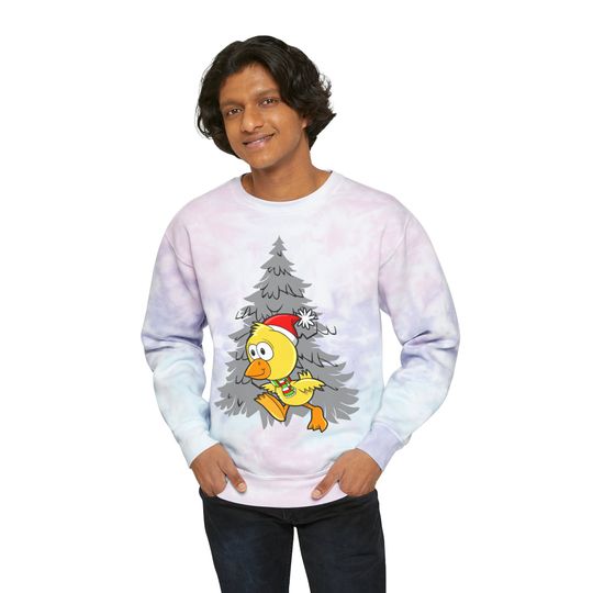 Christmas Chicken Unisex Tie-Dye Sweatshirt