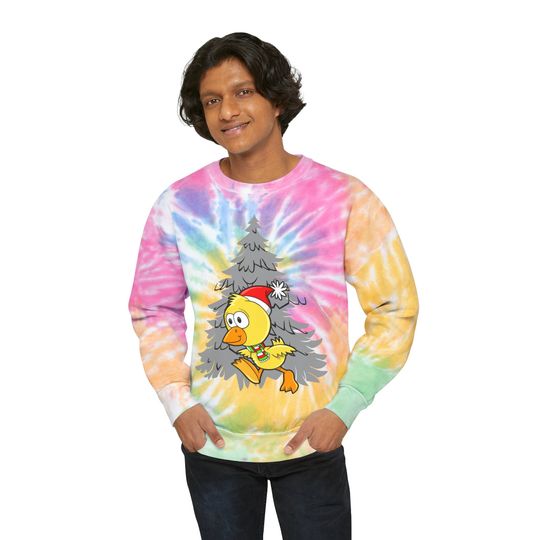Christmas Chicken Unisex Tie-Dye Sweatshirt