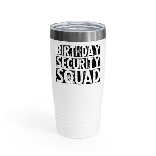 Funny Birthday Security Squad Little Sister Protection Brother Men Women Ringneck Tumbler