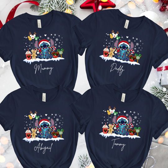 Personalised Stitch Family Christmas T-Shirts