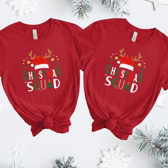 Christmas Squad Pajamas Set, Matching Family Navy T-Shirt Pajama Sets