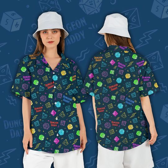 Dungeon Daddy Hawaiian Shirt, DnD Shirt, Dice Shirt, Dungeons and dragons