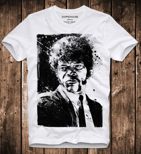 T-Shirt Pulp Fiction Jules Winnfield Vince Vincent Vega Mia Wallace Tarantino Cult Movie Retro Vintage Sketch