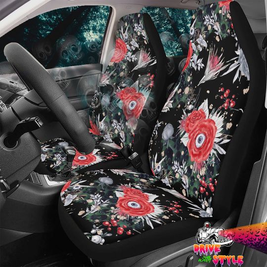 Predator Eyes Car Seat Covers: Mystic Floral Boho Horror