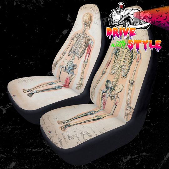 Anatomy Skeleton Car Seat Covers, Steampunk car accessories, Pathology appendicular skeleton, Victorian car gift