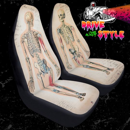 Anatomy Skeleton Car Seat Covers, Steampunk car accessories, Pathology appendicular skeleton, Victorian car gift