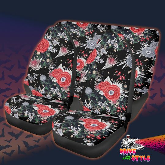 Predator Eyes Car Seat Covers: Mystic Floral Boho Horror