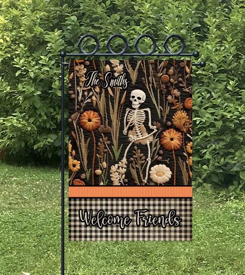 Skeleton Fall Halloween Garden Flag   Design for Sublimation