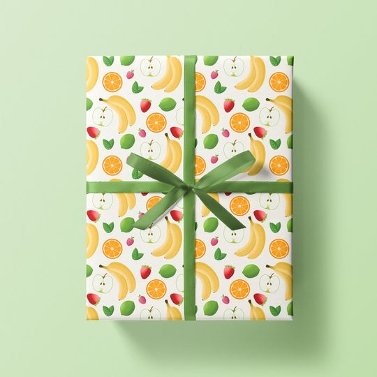 Fruit Wrapping Paper - Strawberry, Banana & Summer Cocktail Design