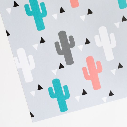 Cactus Wrapping Paper A2 - Plant Gift Wrap - Grey Luxury Gift Wrap
