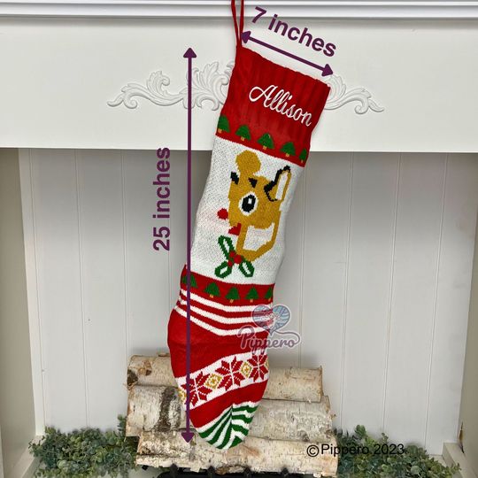 Personalized Custom Embroidered Monogramed Family Knit Christmas Stockings Socks with Santa Deer Train Gingerbread Snowman Mrs. Claus