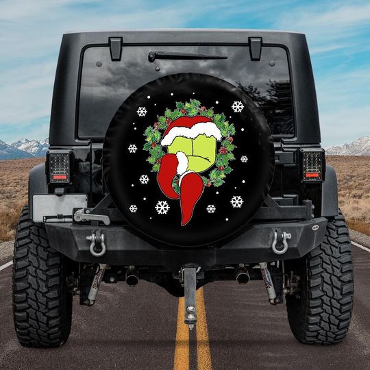Funny Character Spare Tire Cover for Jeep, Christmas-themed Wheel Cover, Backup Camera Protector