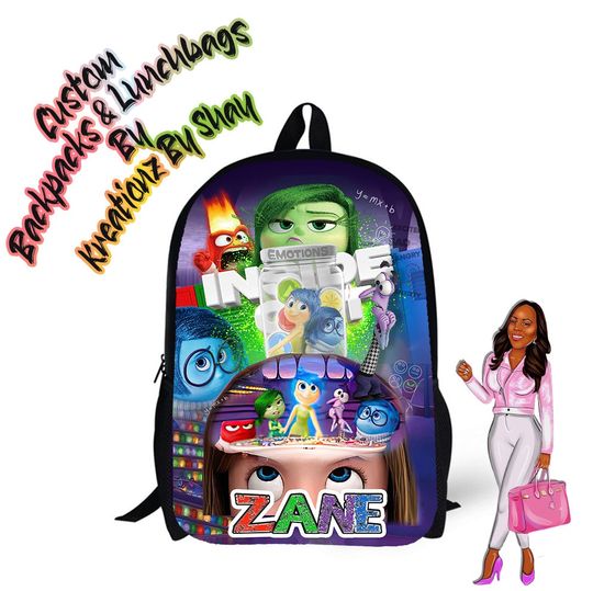 Personalized Inside Out Backpack- Custom Backpack for Kids -Book Bag