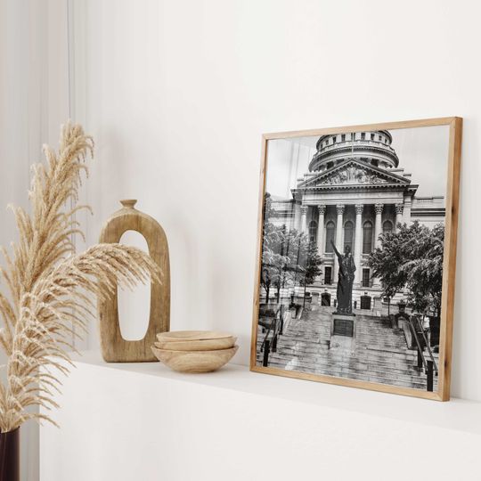 Madison Wisconsin Square Black and White Poster