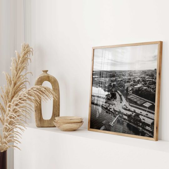 Madison Wisconsin Square Black and White Poster