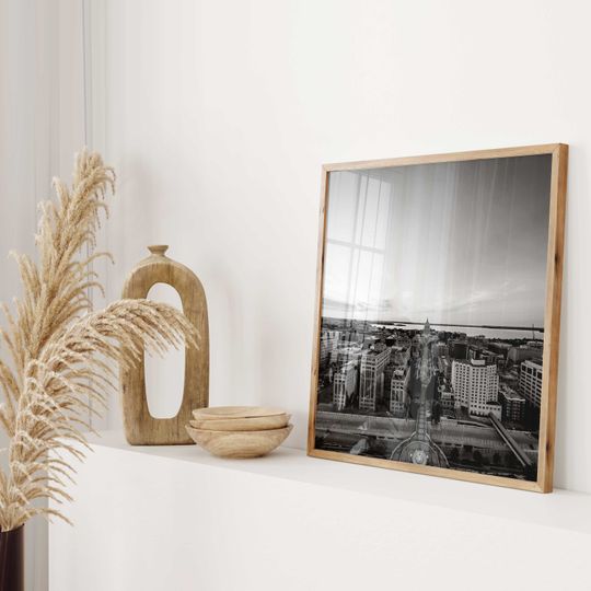 Madison Wisconsin Square Black and White Poster