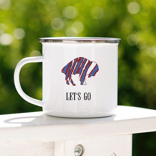 Buffalo Bills Camping Mug: Josh Allen, Diggs, Enamel Campfire Mug