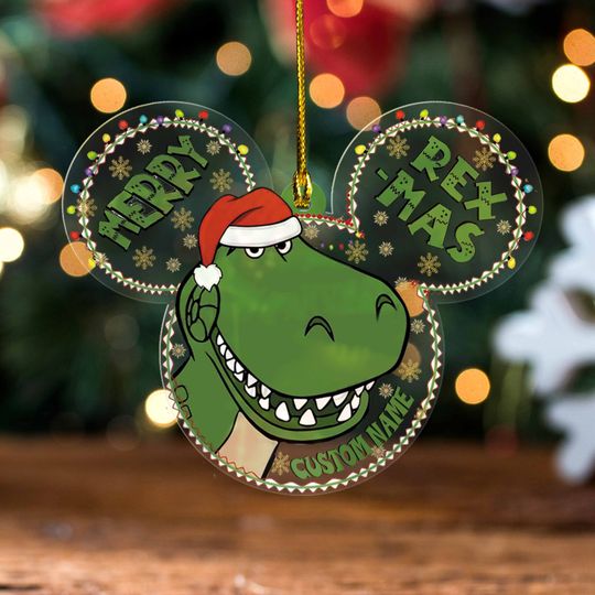 Personalized Mickey Mouse Merry Rex Mas 2022 Ornament, Disneyland Mickey Mouse