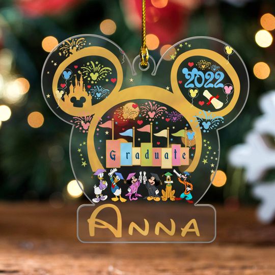 Personalized Mickey Mouse Stitch Ornament, Disneyland Graduation Ornament