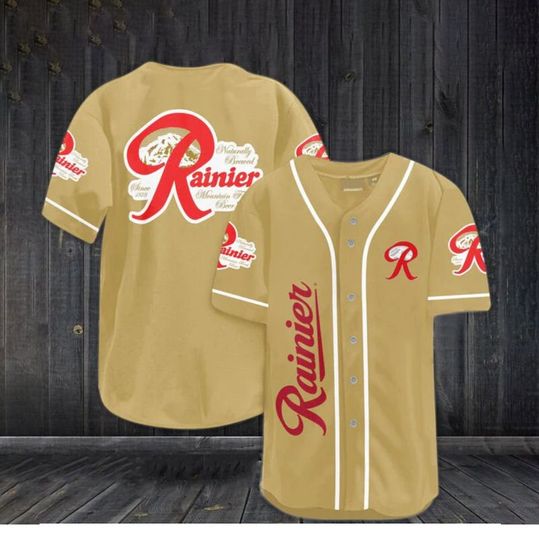 Light Brown Rainier Beer Baseball Jersey, Christmas Gift, Lover Beer