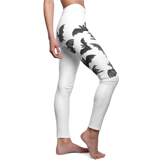 Painted Goth Vampire Bats Leggings - Unique Dark Aesthetic, Witchy Yoga Pants