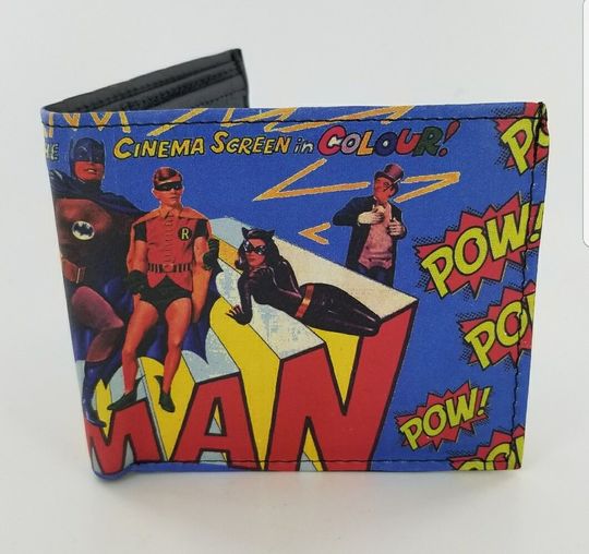Superhero Leather Wallet, Comic Book Design Bifold, Genuine Handcrafted