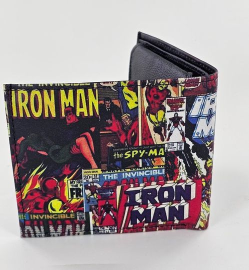 Genuine Superhero Leather Bifold Wallet for Men, Comic Book Design