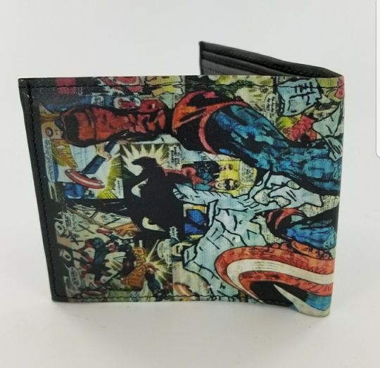 Superhero Handmade Leather Wallet,Action Comic Book Hero Inspired,Personalized Mens Wallet,Fully Lasrprinted.