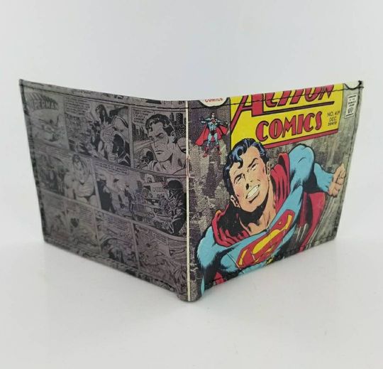 Superhero Leather Bifold Wallet, Genuine