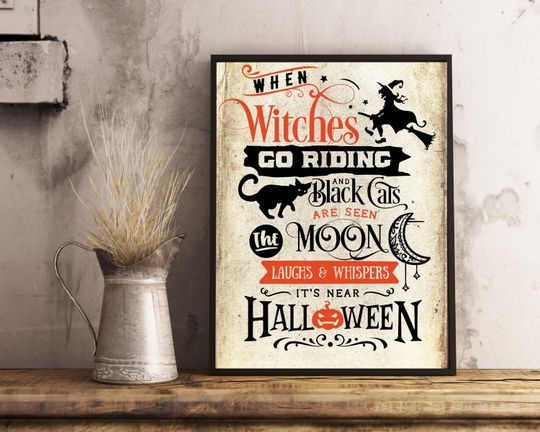 Halloween Printable Wall Decor,Book Page Print,Halloween Poster