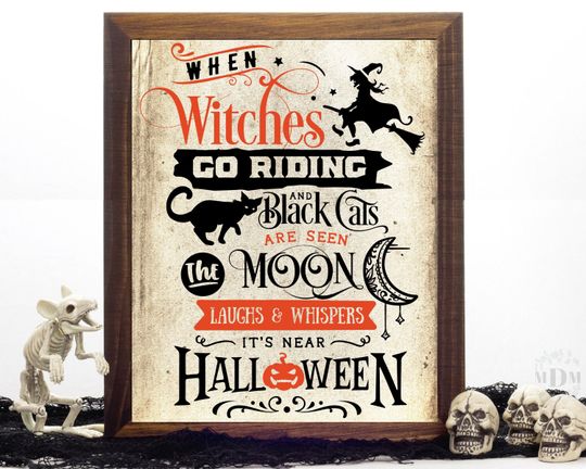 Halloween Printable Wall Decor,Book Page Print,Halloween Poster