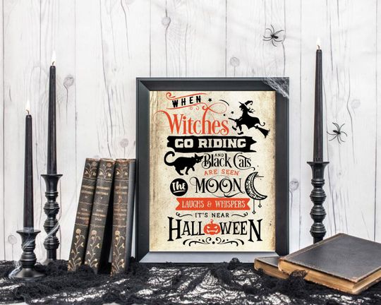 Halloween Printable Wall Decor,Book Page Print,Halloween Poster