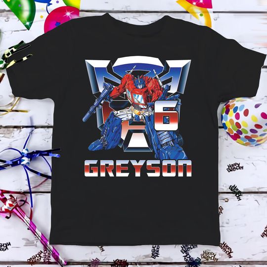 Transformers Birthday Shirt, Funny Optimus Prime Robot Kids Toddler Birthday Tshirt, Custom Personalized Birthday Gift For Son Daughter
