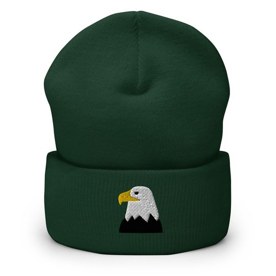 Eagle beanie, embroidered unisex Cuffed Beanie, eagle hat, eagle gifts for eagle lovers.