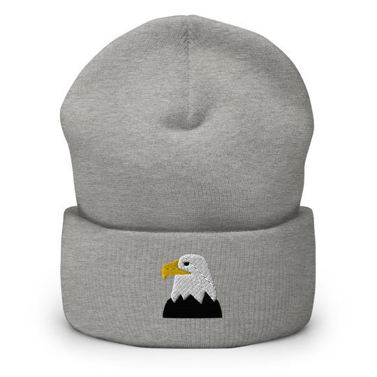 Eagle beanie, embroidered unisex Cuffed Beanie, eagle hat, eagle gifts for eagle lovers.
