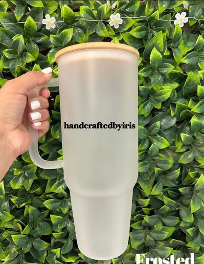 40 oz Glass Tumbler with Monstera Leaf Design, Leaf Pattern, and Cute Leaves