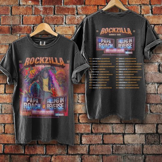 Hot Tour Rockzilla Summer Tour 2022 Vintage Shirt, Falling In Reverse Papa Roach Bad Wolves Tshirt