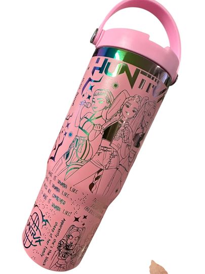 Kpop Flip Top Tumbler: Engraved Rainbow Design