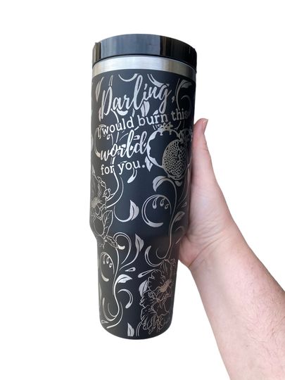 Darling I Would Burn the World For you Tumbler- Hades & Persephone Love Book Engraved Tumbler - Booktok Engraved Cup - Engraved Cup