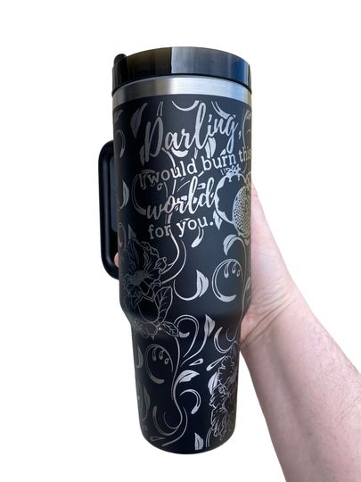 Darling I Would Burn the World For you Tumbler- Hades & Persephone Love Book Engraved Tumbler - Booktok Engraved Cup - Engraved Cup