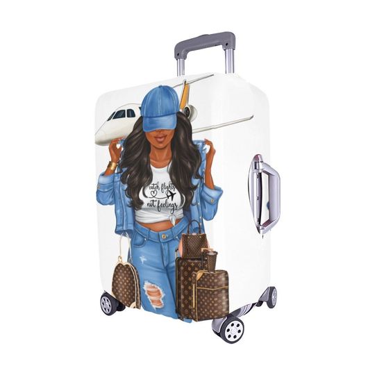 Diva's Catch Flights not Feelings Luggage Cover, Custom name uggage Cover