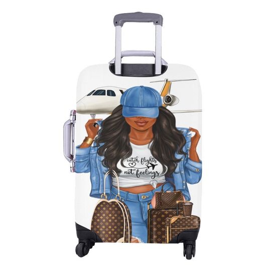 Diva's Catch Flights not Feelings Luggage Cover, Custom name uggage Cover