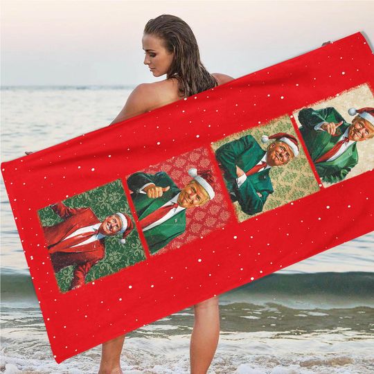 Trump Christmas Beach Towel, Political Republican Gift