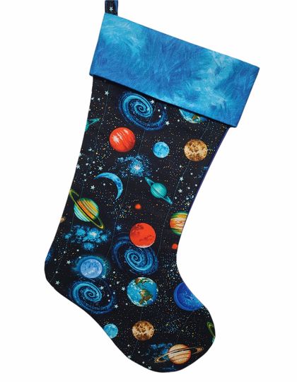 Solar System Quilted Christmas Stocking