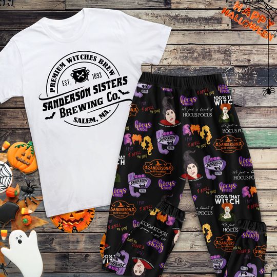 Sanderson Sisters Hocus Pocus Horror Movie Pajamas Set