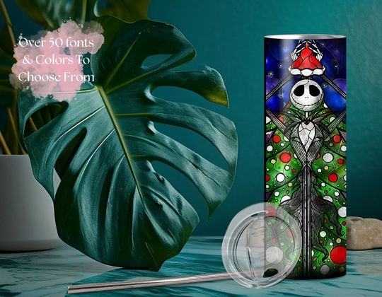 Jack and Sally Skellington Tumbler,  Nightmare Before Christmas Gift, Custom Spooky Halloween Tumbler, Oogie Boogie Christmas Town Custom