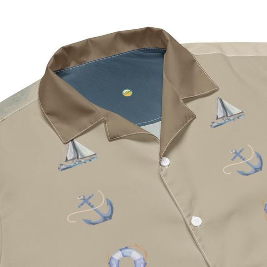 Nautical Resort Shirt | Beach Scene, Lighthouse & Anchor